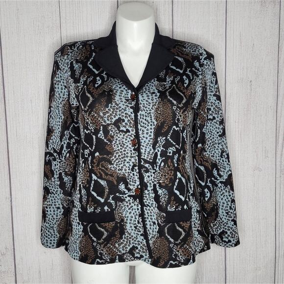Misook Animal Cheetah Snake Print Sweater/Blazer, size Medium - Picture 1 of 6